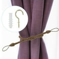 thumbnail image 6 of Uxcell Curtain Tiebacks Ropes, 4 Pack Braided Curtain Tie Backs with Screw Hooks & Bolts, Khaki, 6 of 6