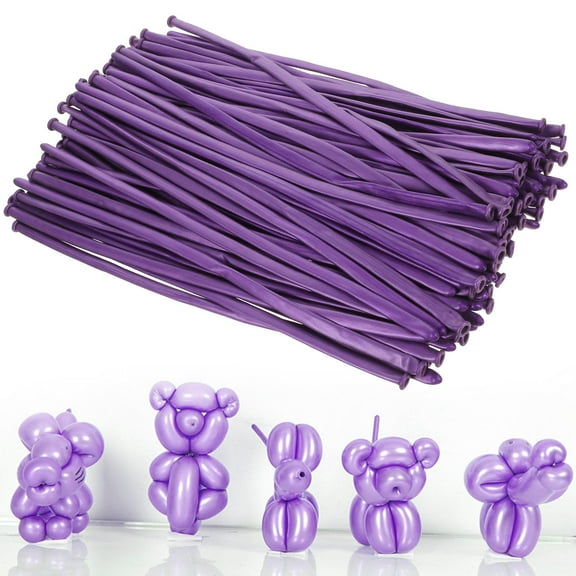 GOOHOCHY Purple Latex Long Balloons for Decor Premium Twisting Balloons Bulk for Parties 100 Count