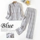 thumbnail image 1 of Pijamas de franela de algodón para mujer, ropa de S-XXXL de talla grande, traje de casa, Tops de dormir con estampado a cuadros, Otoño e Invierno, 1 of 4