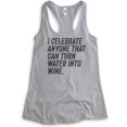 thumbnail image 1 of I Celebrate Anyone That Can Turn Water Into Wine Tank Top, Ladies Racerback Tank Top, Funny Jesus Wine Tank, Heather Gray, Medium, 1 of 3