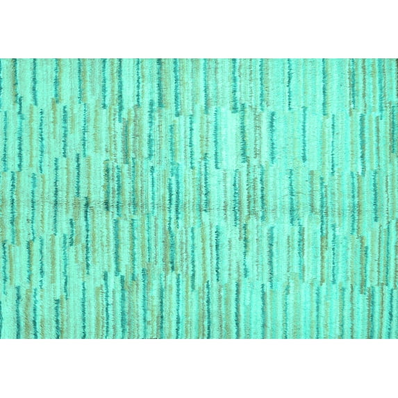 Ahgly Company Machine Washable Indoor Rectangle Abstract Turquoise Blue Contemporary Area Rugs, 8' x 10'