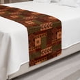 thumbnail image 2 of Geometric Bed Runner, Style Geometric Folk Design Geometric Floral Motifs Print, Decorative Accent Bedding Scarf for Hotels Homes and Guestrooms, Queen, Pink Green and Brown, by Ambesonne, 2 of 2