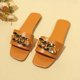 thumbnail image 4 of Sandalias de Deslizamiento de las Mujeres una Correa de la Cadena de Oro Mulas, Sandalias de las Mujeres Cómodas Casual Playa Verano, 4 of 9