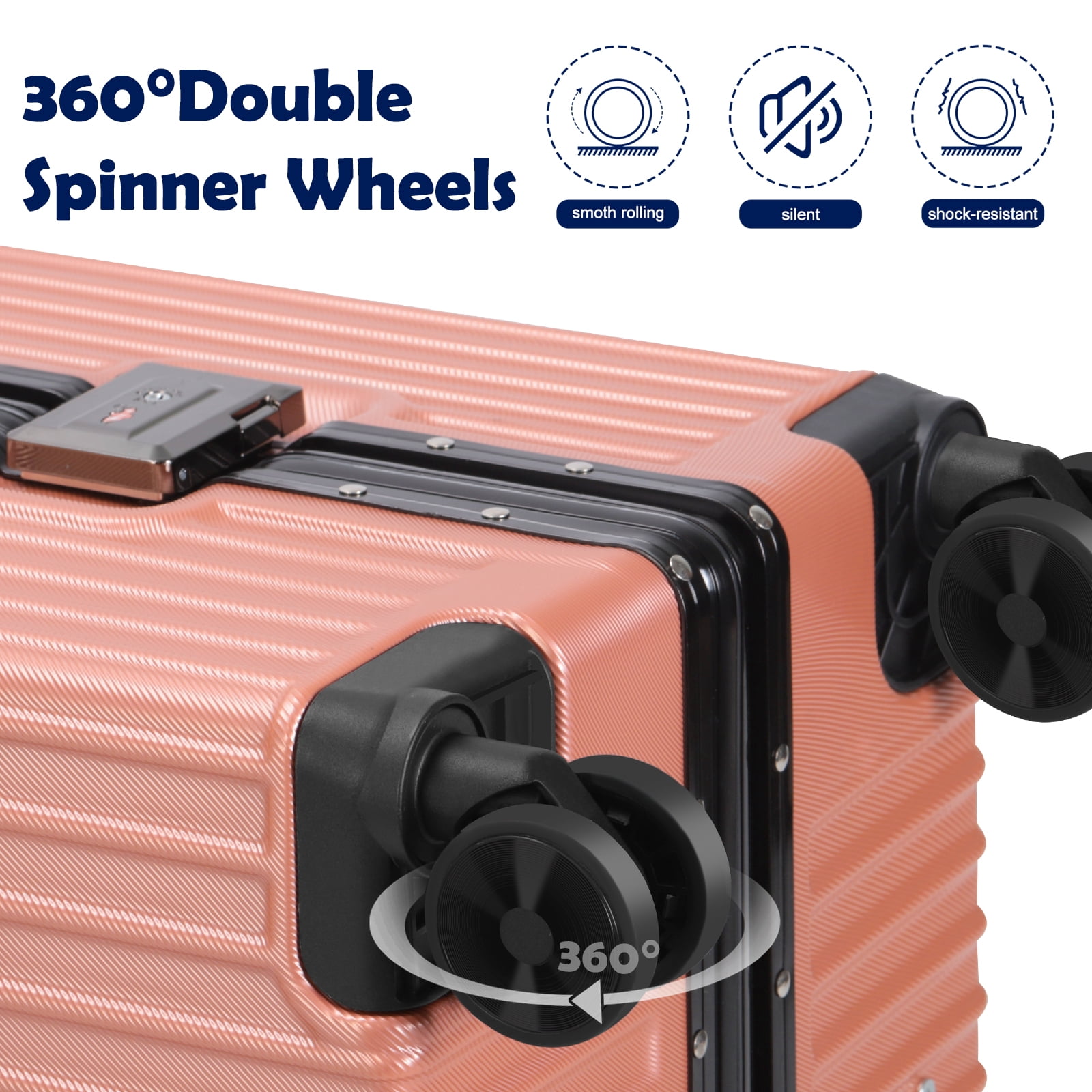 2-Piece Hardshell Luggage Set, 20& 28" Aluminum Frame Hardshell Spinner Luggage, Airline Approved Carry-On Luggage, TSA Lock, 360° Quiet Wheels, Large Suitcase for Travel