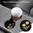 thumbnail image 4 of Yellow Tulips Car Coasters for Drinks with A Finger Notch for Easy Removal Cup Holder Coaster Cup Mat Car Interior Accessories 2PCS, 4 of 8