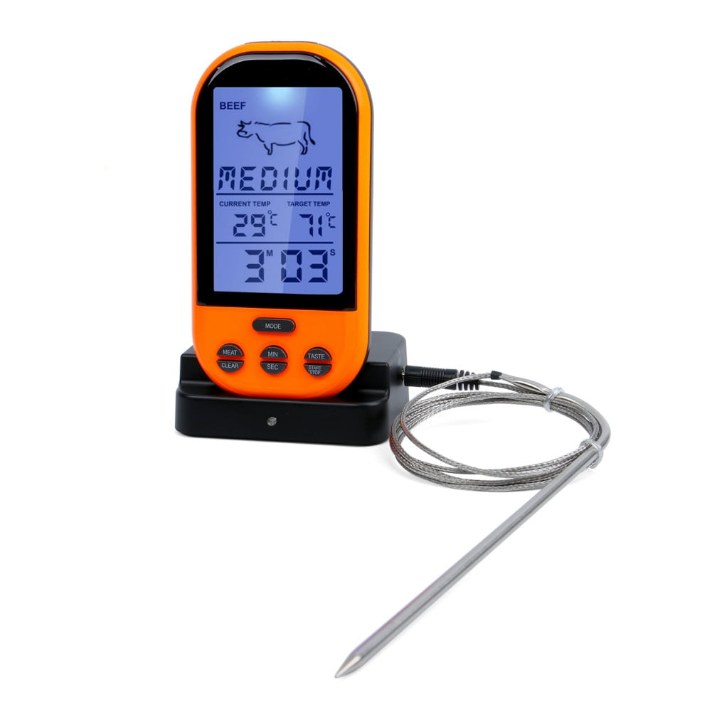 Digital Wireless Barbecue BBQ Frying Meat Thermometer Remote Grill Cooking Probe 