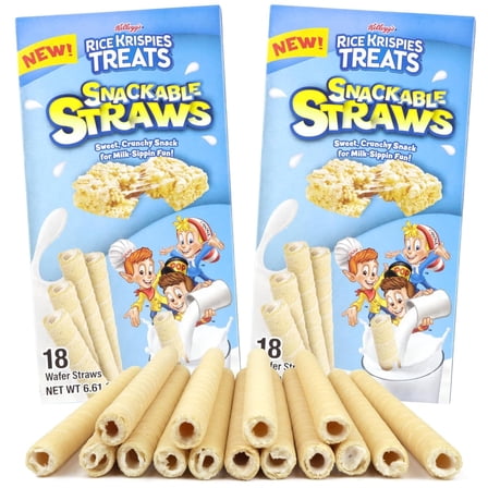 Galerie's Rice Krispies Cereal Straws, Breakfast Snacks, 18 Count Each, Pack of 2, 6.61 Ounces per Box