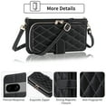 thumbnail image 3 of Dswteny Argyle Wallet Case for Google Pixel 8A 5G with Wrist Strap Shoulder Strap Zipper Purse PU Leather Flip Credit Card Holder Stand Accessories Cell Phone Cover for Pixel8A A8 Women Girls Black, 3 of 7