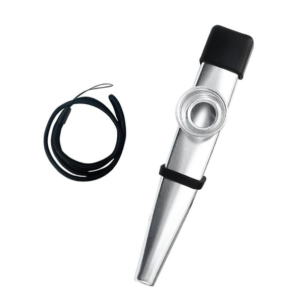 Flauta Kazoo con cordón, fácil de tocar, regalo educativo, relleno para bolsas de regalo, juguete musical para niños, adultos, principiantes y niños. plata