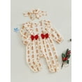 thumbnail image 3 of ZINTAOZT Newborn Baby Girl Christmas Outfits Long Sleeve Print Ruffle Romper Jumpsuit Headband Set Fall Winter Clothes, 3 of 8