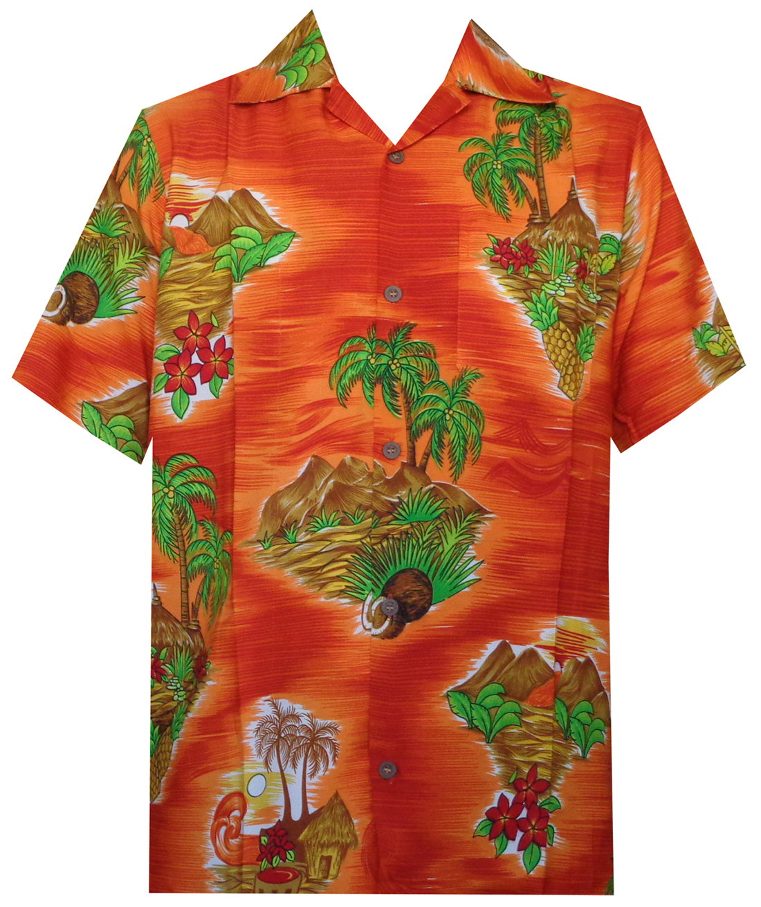NUTEXROL Men's Hawaiian Shirt – Bamboo Print, Cotton, Slim Fit Aloha Beach Shirt