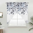 thumbnail image 3 of Dark Blue Gradient Leaf Swag Valances for Windows 2 Pack Rustic Eucalyptus Leaves Farm Plants Swag Kitchen Curtains 63 Inches Long Rod Pocket Short Window Treatment for Kitchen Bathroom 36"x63", 3 of 9