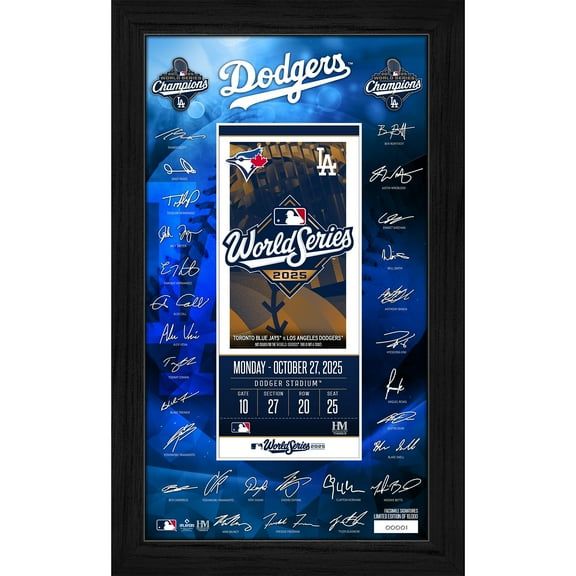 Highland Mint Los Angeles Dodgers 2025 World Series Champions 12" x 20" Signature Ticket Frame