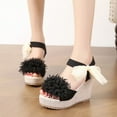 thumbnail image 1 of Teissuly New Summer Thick-soled Sandals For Women Bohemian Wedge Heels Lace Fish Mouth Bow Sandals For Women Teissuly WER202312140129, 1 of 5
