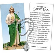 NEEDZO Saint Jude Necklace and Prayer Card, Religious Saint Gifts, 20 Inch Chain, 1 Inch Pendant