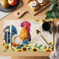 thumbnail image 2 of Farmhouse Rooster Placemats Set of 8, Vintage Botanical Sunflower Floral Placemats for Dining Table, Place Mats for Kitchen Tabletop, Waterproof Wipeable Dining Table Mats Set, 2 of 9