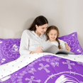 thumbnail image 4 of Castle Fairy Gothic Skull Queen Bedding 7pcs,Boho Paisley Thorn Wreath Pattern Bedding Comforter Set Queen,Purple White,Reversible, 4 of 7