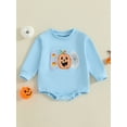 thumbnail image 6 of Newborn Baby Girl Boy Halloween Outfits Pumpkin Embroidery Long Sleeve Oversized Sweatshirt Romper Bodysuit Fall Winter Clothes, 6 of 10