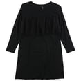 thumbnail image 1 of Alfani Womens Ruffle Trim Sweater Dress, Negro, Grande, 1 of 2