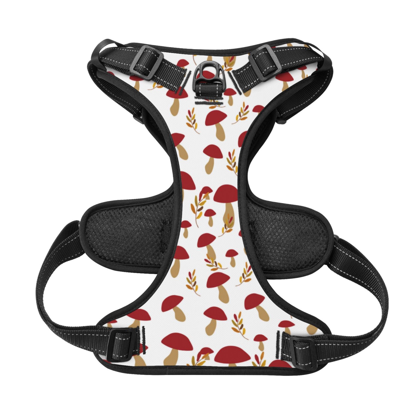 Kdxio Red Mushroom Print No Pull Dog Harness Adjustable Reflective Oxford Easy Control Medium Large Dog Harness for Training and Everyday-X-Large