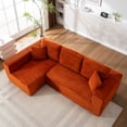 thumbnail image 1 of Canapé Inclinable Moderne en Velours Côtelé en Forme de L - Orange, 3 Places, 1 of 8