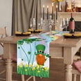 thumbnail image 2 of St. Patrick's Day Table Runner, Lucky Gnomes Shamrock Leaves Flower Rainbow Washable Cotton Linen Table Runners 36 Inches Long, Dresser Scarf Runner for Nightstand/End Tables/Round Tables 13''x36'', 2 of 9