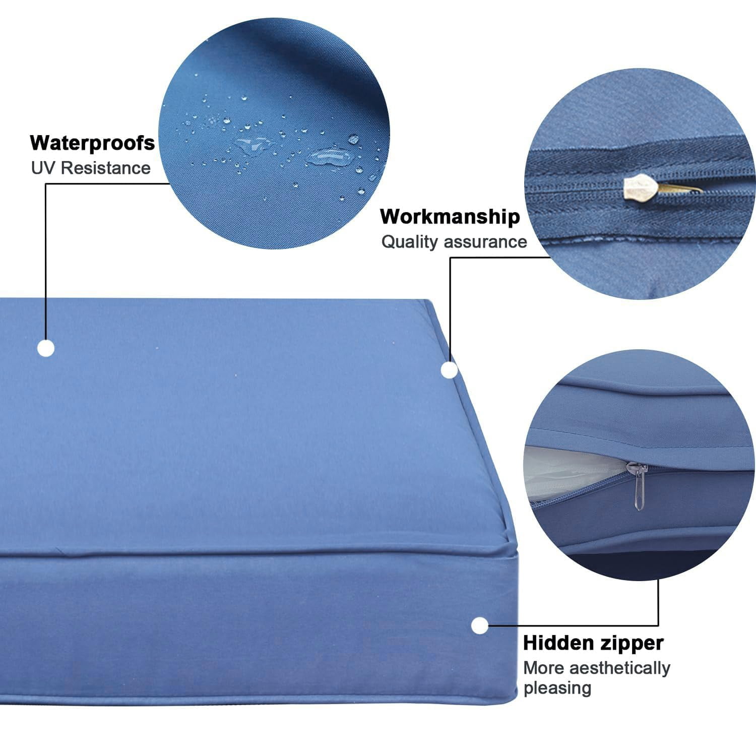 Outdoor Cushion Covers 4 Pack Waterproof&Fade Resistant Zipper Patio Furniture Cushion Covers for Couch, Sofa, Chair, Replacement Covers Only