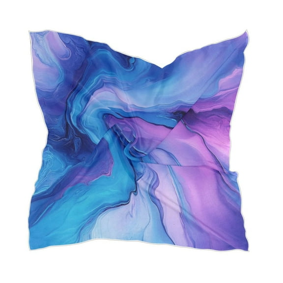 Blue and Purple Background Women's Fashion Soft Scarf Square Satin Head Scarf Neck Scarf Head Hair Wraps