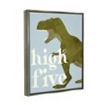 thumbnail image 3 of Stupell Industries High Five Roaring Dinosaur T-Rex Kids Typography Graphic Art Luster Gray Floating Framed Canvas Print Wall Art, Design by Daphne Polselli, 3 of 9