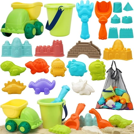 TOY Life Beach Toys for Kids - Sandbox Toy for Toddler with Sand Bucket and Shovel, Dino Sand Castle Molds, Travel Toys for Toddlers 3-4-6-7-8-9-10