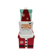 Holiday Time Christmas Santa Gift Box, 3pcs Stacked, 3 Sizes Assorted