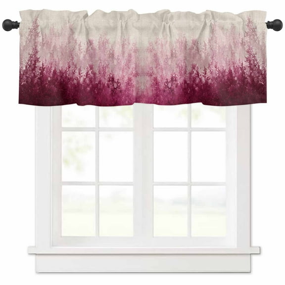Pink Botanical Valances for Windows Farmhouse Kitchen Curtains Valances Rod Pocket Valance Curtains for Kitchen Windows Spring Summer Farmhouse Retro Beige Window Valances for Bathroom 42"x12"