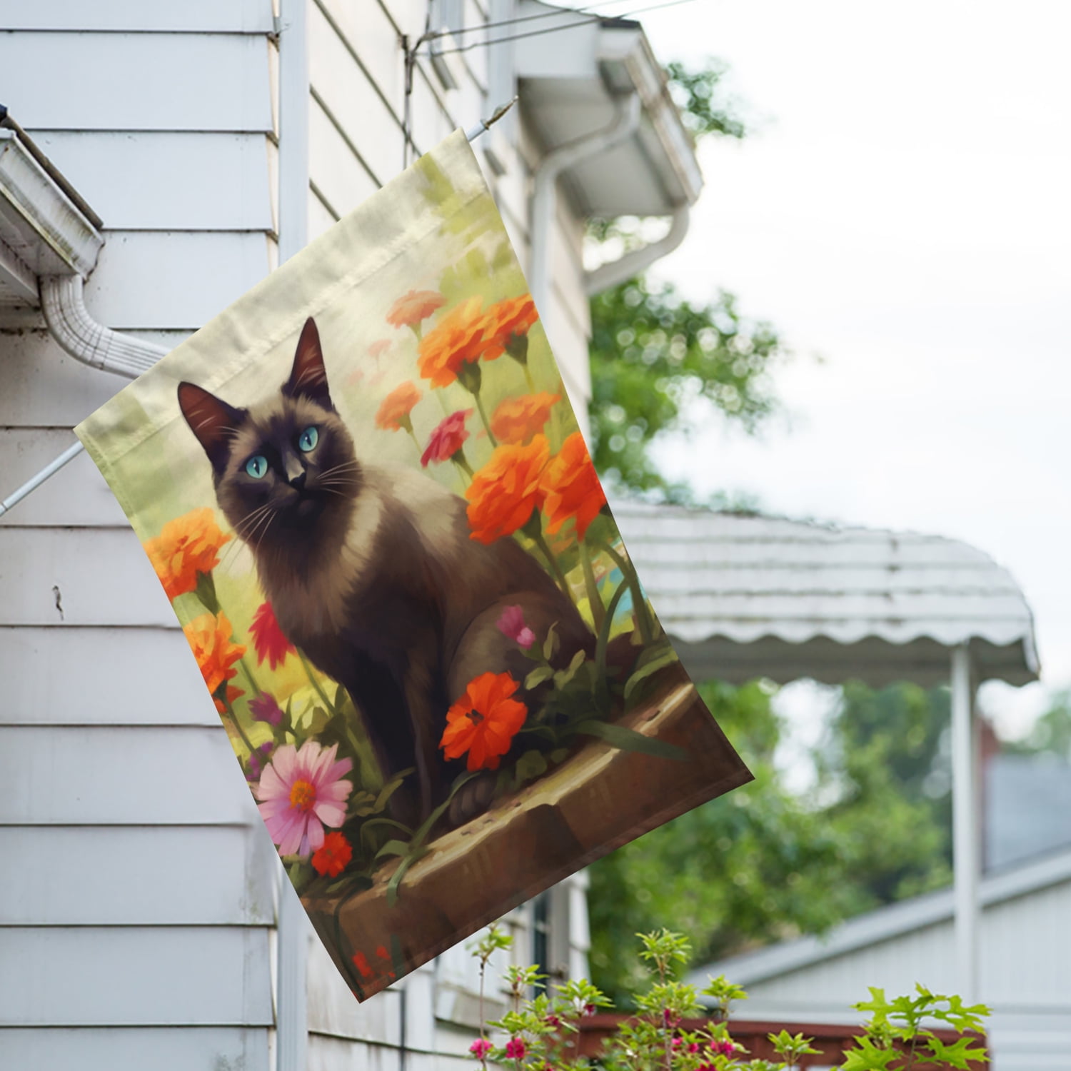America Forever Spring Black Cat House Flag 28 x 40 inch Double Sided Kitty Daisies Floral Spring House Flag for Outdoor Cat Flag Yard Decoration