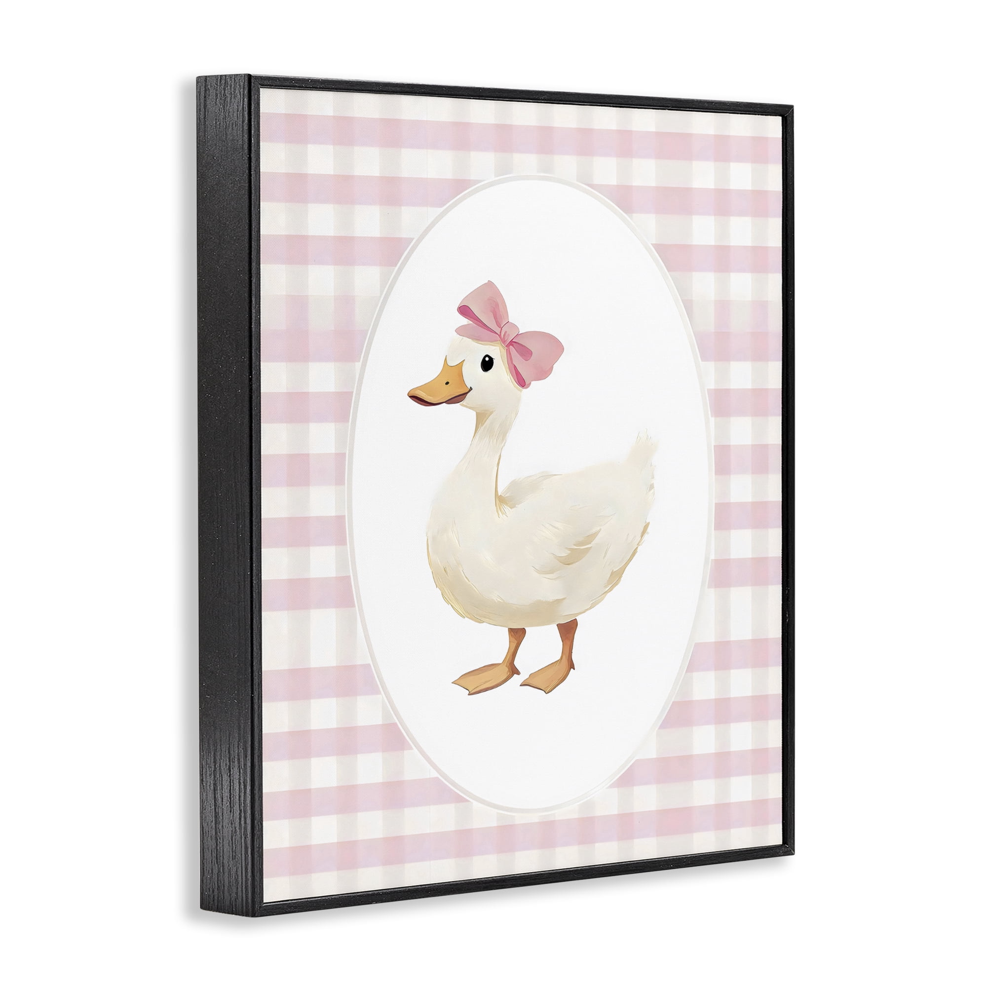 Stupell Industries Pink Gingham Duckling Black Framed Giclee Art, design by Arlington Prints