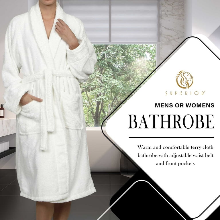 Superior Cotton Terry Adult Unisex Soft Lightweight Bathrobe