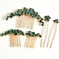 thumbnail image 2 of Sparkly Wedding Hair Combs, 5PCS Crystal Flwoer Hair Clips Bride Bridesmaid Hair Sides Comb Rhinestone Barrettes, Crystal Flower Hair Pins Hair Accessories for Women Girls (Green), 2 of 4