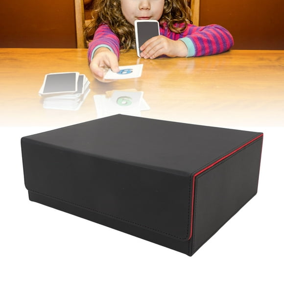 Trading Card Storage Box, 3 Rows Cards Holders Storage PU Leather Card Storage Case, Magnetic Closure Card Deck Case, Fits 1800+ Cards, for Game Cards, Sports Cards