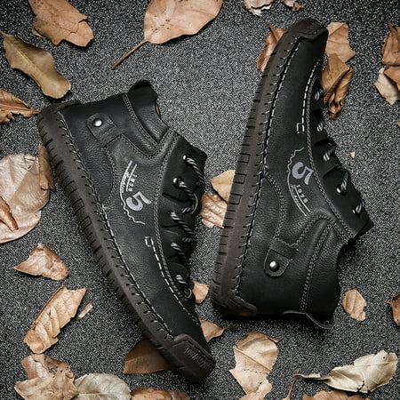 

FLYLAND Casual Leather Shoes Lightweight Stitches Walking Shoes Ankle Boots