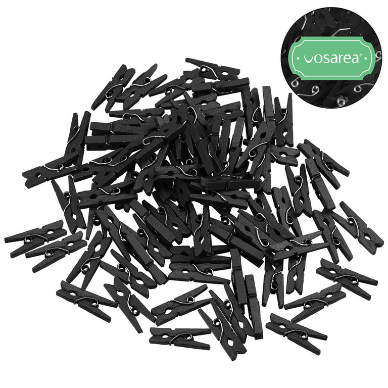 100 Pack Wooden Clothespins for Hanging Laundry, Crafts, Photos (Black, 4  in)