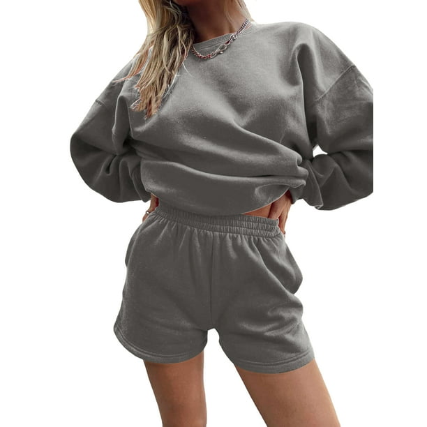 Vigorbear Sweatsuits for Women 2 Piece Tracksuit Solid Oversized Hoodie