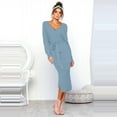 thumbnail image 6 of Black and Friday Deals DECILRO dresses for women 2023 Women's Trends Knitted Long Sleeve V-Neck Sexy Hip Wrap Warm Sweater Dress Blue XXXL, 6 of 9