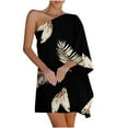 thumbnail image 1 of Robes à une Épaule pour Femmes Manches Chauve-Souris Décontractée Été Courte Mini Robe Élégante Sexy Ample Confortable Plage Robe d'Été, 1 of 5