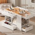 thumbnail image 4 of Closet Island with 6 Drawers and Glass Display Top, White Wardrobe Armoire Bedroom Island with Open Shelves, Jewelry Storage Vanity for Walk-in Closet, Living Room, Office, 47.3"L x 23.6"W x 33.4"H, 4 of 7