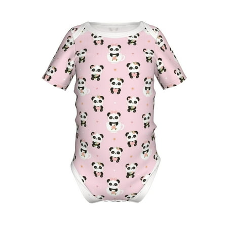 

Coaee Cute Kawaii Panda for Soft Baby Short-Sleeve Bodysuit Baby Climbing Clothes Baby Girls Boys Bodysuit Romper-12 Months