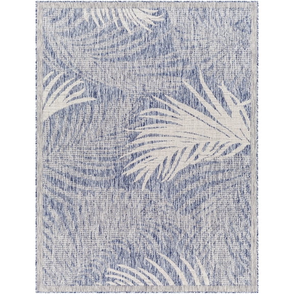 Mark&Day Outdoor Rugs, 5x7 Algona Coastal Indoor/Outdoor Denim Area Rug, Non Shedding Blue Ivory Carpet for Patio, Porch, Deck, Bedroom, Living Room or Kitchen (5'3" x 7')