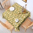 thumbnail image 2 of White Flower Leaves Yellow Pattern Square Tablecloth,Waterproof Square Table Cover,Wipeable Spillproof Washable Table Cover for Home Kitchen Party Decor 60"x60"(152x152cm), 2 of 6