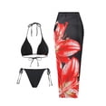 thumbnail image 5 of Lopeceal 3 Piece Bikini Set For Women With Mesh Cover Up Dress Floral Print Halter Swimsuit And Side Tie Bottom Beach Vacation, 5 of 7