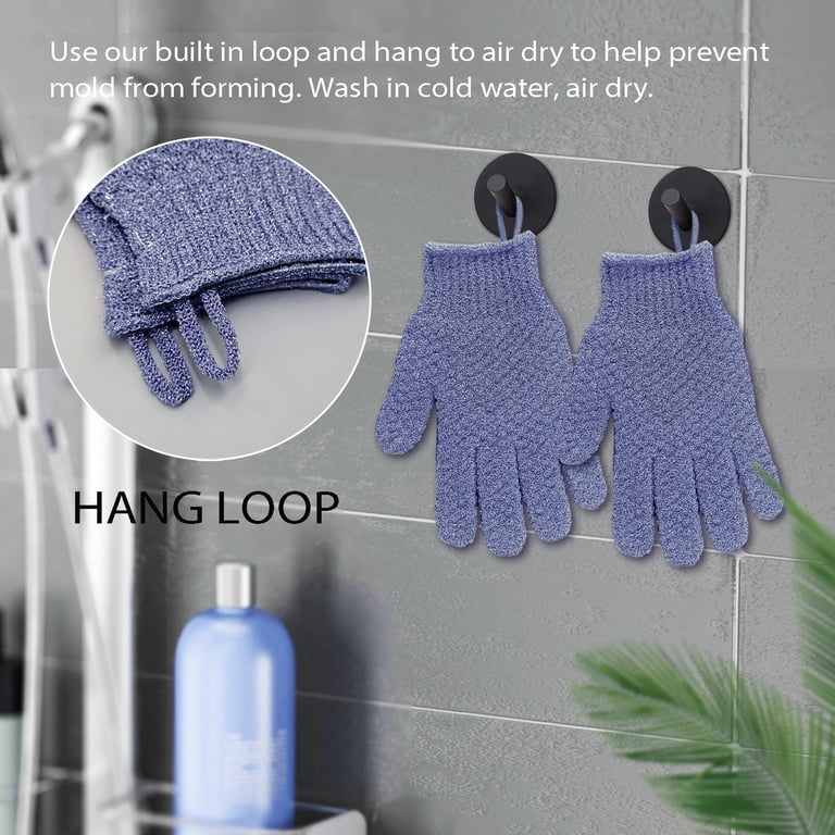 EvridWear Exfoliating Dual Texture Bath Gloves, Purple photo 7