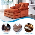 thumbnail image 4 of Aukfa Corduroy Chaise Lounge Oversized Dual-layer Cushion Sofa w/ Ottoman for Living Room Bedroom, Orange, 4 of 10