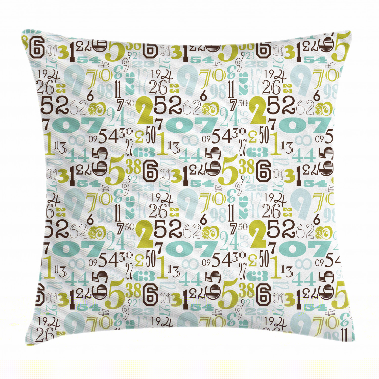 Numbers Throw Pillow Cushion Cover, Typography Pattern Colorful